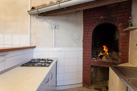 Our terrace with fireplace (grill)